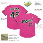 Personalized Pink Green-White Mesh Authentic Throwback Baseball Jersey Team Custom Name and Number