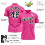 Personalized Pink Green-White Performance Vapor Golf Polo Shirt Team Custom Name and Number