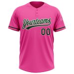 Personalized Pink Green-White Two-Button Unisex Softball Jersey