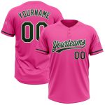 Personalized Pink Green-White Two-Button Unisex Softball Jersey