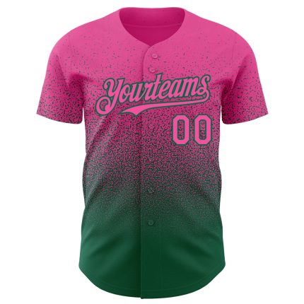 Personalized Pink Kelly Green Authentic Fade Fashion Baseball Jersey Team Custom Name and Number