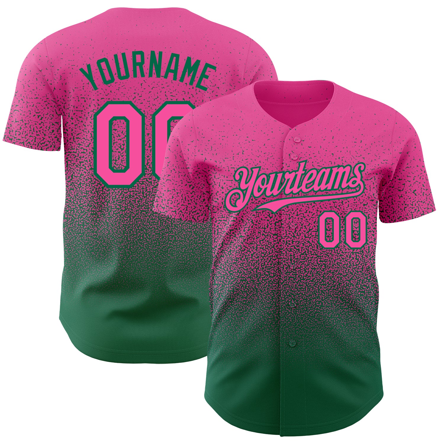 Personalized Pink Kelly Green Authentic Fade Fashion Baseball Jersey Team Custom Name and Number