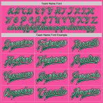 Personalized Pink Kelly Green Cream-Black Bomber Full-Snap Varsity Letterman Jacket Team Custom Name and Number