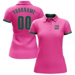 Personalized Pink Kelly Green Performance Golf Polo Shirt Team Custom Name and Number