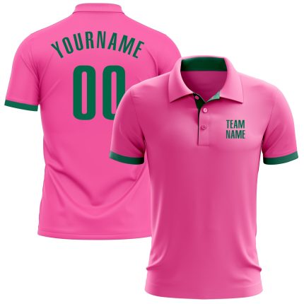 Personalized Pink Kelly Green Performance Golf Polo Shirt Team Custom Name and Number