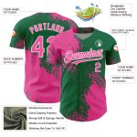 Personalized Pink Kelly Green-White 3D Pattern Design Abstract Brush Stroke Authentic Baseball Jersey Team Custom Name and Number