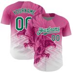 Personalized Pink Kelly Green-White 3D Pattern Design Animal Eagle Authentic Baseball Jersey Team Custom Name and Number