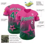 Personalized Pink Kelly Green-White 3D Pattern Design Gradient Style Twinkle Star Authentic Baseball Jersey Team Custom Name and Number