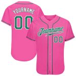 Personalized Pink Kelly Green-White Authentic Baseball Jersey Team Custom Name and Number