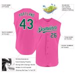 Personalized Pink Kelly Green-White Authentic Sleeveless Baseball Jersey