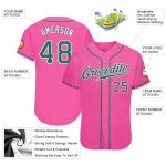 Personalized Pink Kelly Green-White Authentic Softball Jersey Team Custom Name and Number