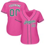 Personalized Pink Kelly Green-White Authentic Softball Jersey Team Custom Name and Number