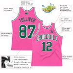 Personalized Pink Kelly Green-White Authentic Throwback Basketball Jersey Team Custom Name and Number