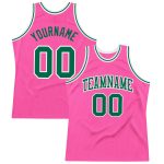 Personalized Pink Kelly Green-White Authentic Throwback Basketball Jersey Team Custom Name and Number