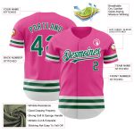 Personalized Pink Kelly Green-White Line Authentic Baseball Jersey Team Custom Name and Number