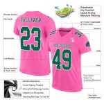 Personalized Pink Kelly Green-White Mesh Authentic Football Jersey