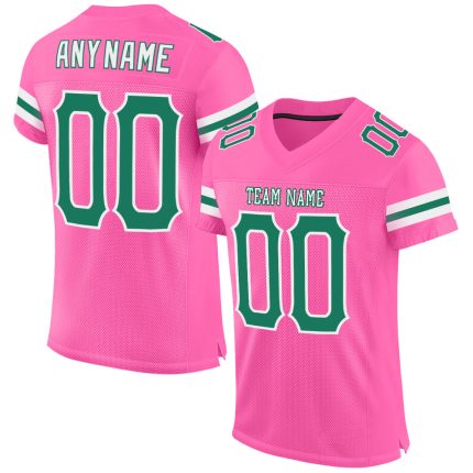 Personalized Pink Kelly Green-White Mesh Authentic Football Jersey Team Custom Name and Number