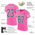 Personalized Pink Kelly Green-White Mesh Authentic Football Jersey Team Custom Name and Number