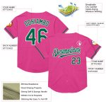 Personalized Pink Kelly Green-White Mesh Authentic Throwback Baseball Jersey Team Custom Name and Number