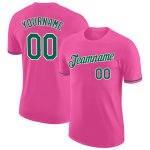 Personalized Pink Kelly Green-White Performance T-Shirt Team Custom Name and Number