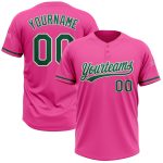 Personalized Pink Kelly Green-White Two-Button Unisex Softball Jersey