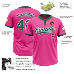Personalized Pink Kelly Green-White Two-Button Unisex Softball Jersey Team Custom Name and Number