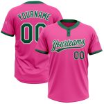 Personalized Pink Kelly Green-White Two-Button Unisex Softball Jersey Team Custom Name and Number