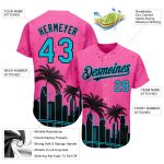 Personalized Pink Lakes Blue-Black 3D Miami Palm Trees City Edition Authentic Baseball Jersey Team Custom Name and Number