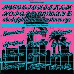 Personalized Pink Lakes Blue-Black 3D Pattern Design Miami Palm Trees City Edition Performance T-Shirt Team Custom Name and Number