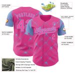 Personalized Pink Light Blue 3D Pattern Design Geometric Halftone Dots Authentic Baseball Jersey Team Custom Name and Number