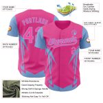Personalized Pink Light Blue 3D Pattern Design Side Sharp Edges Authentic Baseball Jersey Team Custom Name and Number