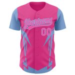 Personalized Pink Light Blue 3D Pattern Design Side Sharp Edges Authentic Baseball Jersey Team Custom Name and Number