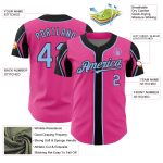 Personalized Pink Light Blue-Black 3 Colors Arm Shapes Authentic Baseball Jersey Team Custom Name and Number