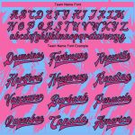 Personalized Pink Light Blue-Black 3D Pattern Design Bomber Full-Snap Varsity Letterman Jacket