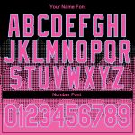 Personalized Pink Light Blue-Black 3D Pattern Design Bomber Full-Snap Varsity Letterman Jacket Team Custom Name and Number