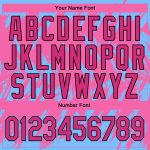 Personalized Pink Light Blue-Black 3D Pattern Design Bomber Full-Snap Varsity Letterman Jacket