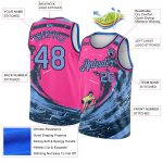Personalized Pink Light Blue-Black 3D Pattern Summer Beach Surfing Authentic Basketball Jersey Team Custom Name and Number