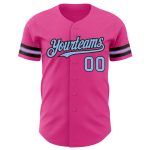 Personalized Pink Light Blue-Black Authentic Baseball Jersey Team Custom Name and Number