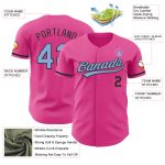 Personalized Pink Light Blue-Black Authentic Baseball Jersey