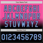 Personalized Pink Light Blue-Black Bomber Full-Snap Varsity Letterman Fade Fashion Jacket Team Custom Name and Number