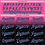 Personalized Pink Light Blue-Black Bomber Full-Snap Varsity Letterman Fade Fashion Jacket Team Custom Name and Number