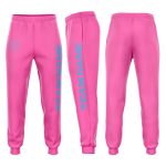 Personalized Pink Light Blue Fleece Jogger Sweatpants Team Custom Name and Number