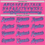 Personalized Pink Light Blue-Navy Bomber Full-Snap Varsity Letterman Jacket Team Custom Name and Number