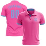 Personalized Pink Light Blue Performance Golf Polo Shirt Team Custom Name and Number