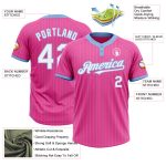 Personalized Pink Light Blue Pinstripe White Two-Button Unisex Softball Jersey Team Custom Name and Number