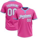 Personalized Pink Light Blue Pinstripe White Two-Button Unisex Softball Jersey Team Custom Name and Number