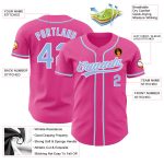 Personalized Pink Light Blue-White Authentic Baseball Jersey