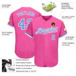 Personalized Pink Light Blue-White Authentic Baseball Jersey Team Custom Name and Number