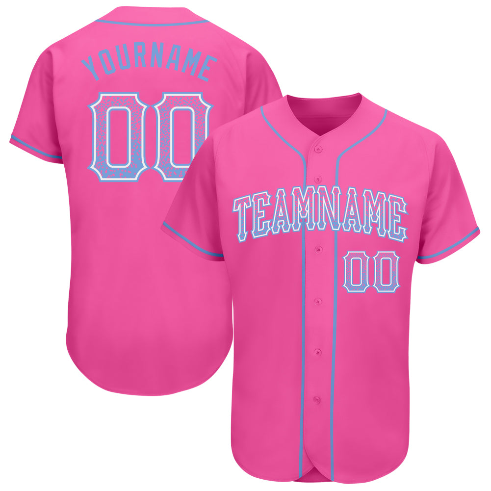 Personalized Pink Light Blue-White Authentic Drift Fashion Baseball Jersey Team Custom Name and Number