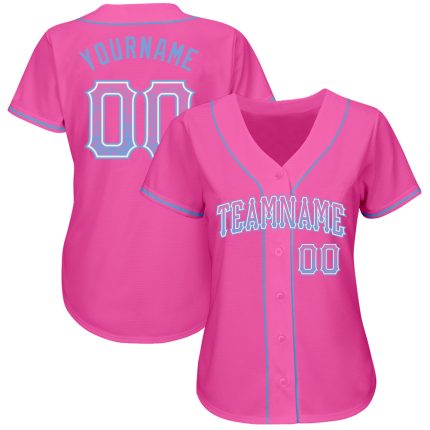 Personalized Pink Light Blue-White Authentic Drift Fashion Baseball Jersey Team Custom Name and Number